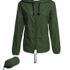 Lightweight Raincoat Women's Waterproof Windbreaker Packable Outdoor Hooded Rain Jacket Dark Green S