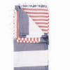 a photo of a red and blue Turkish towel