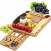 CTFT Cheese Board and Knife Set Bamboo Charcuterie Platter Serving Tray Wooden Cheese Cutting Board Set Gifts for Housewarming Anniversary Wedding Birthday