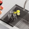 Kraus KRM-10 GREY Silicone-Coated Stainless Steel Over The Sink Multipurpose Roll-Up Dish Drying Rack, Grey
