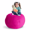 Creative QT Stuffed Animal Storage Bean Bag Chair - Stuff 'n Sit Organization for Kids Toy Storage - Extra Large Size (38", Grey/White Striped)