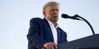 Trump holds rally, lashes out at DA amid possible indictment