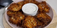 Celebrate Hanukkah with this recipe for latkes with herbed labneh