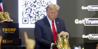 Trump kicks it with sneakerheads to promote $400 gold shoes