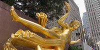 Prometheus statue at Rockefeller Center gets a golden makeover