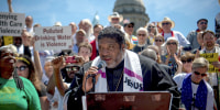 Image: Reverend William J. Barber speaks to protesters gathered during a protest organized by Kentucky Poor People's Campaign