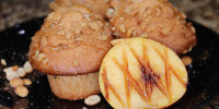 Cinnamon Peanut Peach Cobbler Muffins