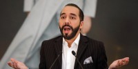 Image: El Salvador President Nayib Bukele speaks during a news conference in San Salvador