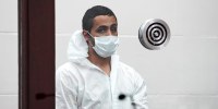 Khaled Awad is arraigned in Brighton District Court on charges of stabbing a rabbi near a Jewish day school in Boston on July 2, 2021.