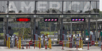 Entry lanes remain closed at the Canada-U.S. border in Saint-Bernard-de-Lacolle, Quebec, on Sept. 16, 2020.