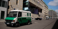 Image: A police vehicle outside the British Embassy on Aug.11, 2021 in Berlin, Germany.