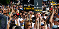 SAG-AFTRA and WGA with the AFL-CIO and its affiliates from across the country and across industries for a national day of solidarity rally outside of Disney Studios in Burbank, Calif