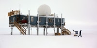 The main building at Summit Station, a remote research site 10,500 feet above sea level, on top of the Greenland ice sheet.