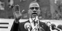 Malcolm X speaks at a rally on June 29, 1963.