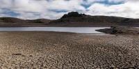 Image: A cracked lake bed at Nicasio Reservoir during a drought in Nicasio, Calif., on Oct. 13, 2021.