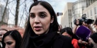 Emma Coronel Aispuro, the wife of Joaquin Guzman, the Mexican drug lord known as "El Chapo," exits the Brooklyn Federal Courthouse on Feb. 5, 2019.