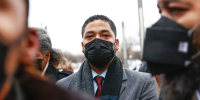 Jussie Smollett arrives at the Leighton Criminal Court Building for his trial on disorderly conduct charges on Dec. 6 2021, in Chicago.