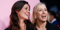 Julia Lemigova and Martina Navratilova attend the premiere of "The Politician" on Sept. 26, 2019, in New York.