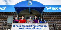 Miranda Aguirre, far right, stands with staff at the Planned Parenthood in El Paso, Texas.