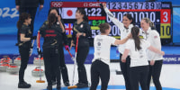 Team Great Britain celebrate after defeating Team Japan in the women's gold medal match on February 20, 2022 in Beijing, China.