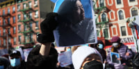 Image: Rally Held In New York's Chinatown Protesting Violence Against Asian-Americans In Wake Of Recent Killing