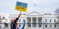 Image: Peace activists protest against Russia's war in Ukraine during "Stand with Ukraine" rally outside the White House