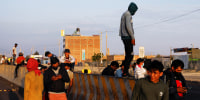 Demonstrators block the Pan-American highway