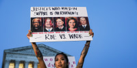 Pro-abortion rights supporter Nikki Tran, 34, from Frederick, Md., protests outside the Supreme Court, on May 3, 2022.