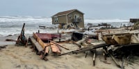 A home collapsed into the ocean at Cape Hatteras National Seashore in North Carolina on May 10, 2022.