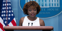 Principal Deputy Press Secretary Karine Jean-Pierre speaks during a press briefing in the Brady Press Briefing Room of the White House in Washington, DC, May 5, 2022, after it was announced White House Press Secretary Jen Psaki would step down from her role next week and be replaced by Jean-Pierre.