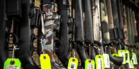 Hunting and competition shooting guns for sale at SP firearms, in Hempstead, N.Y., on June 23, 2022.