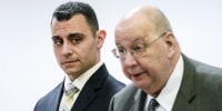 Image: Richard Dabate, left, stands with his lawyer Hubert Santos at Superior Court in Rockville, Conn., on April 28, 2017.