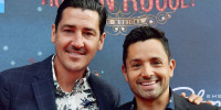 BOSTON, MA - JULY 29: Singer Jonathan Knight and Harley Rodriguez arrive at the grand re-opening of Boston's Emerson Colonial Theatre with the gala performance of "Moulin Rouge! The Musical" at Emerson Colonial Theatre on July 29, 2018 in Boston, Massachusetts.  (Photo by Paul Marotta/Getty Images for Emerson Colonial Theatre)