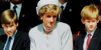 Princess Diana, Princess of Wales with her sons Prince William and Prince Harry