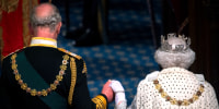 Image: Prince Charles and Queen Elizabeth II attend the opening of Parliament in the House of Lords in London in 2019.