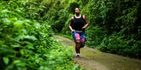 Brazilian woman exercising in nature
