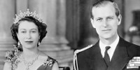Queen Elizabeth II and Husband Duke of Edinburgh Posing in Royal Attire