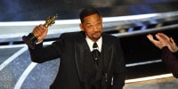 Image:  Will Smith holds up his Oscar for Best Actor in a Leading Role for "King Richard" in Hollywood.