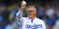Spanish language broadcaster Jaime Jarrin throws out first pitch on opening day