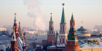 The Kremlin, viewed from the O2 Lounge restaurant on the roof of the Ritz-Carlton hotel, in Moscow, Russia on Dec. 11, 2020.