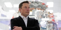 Elon Musk speaks to media at SpaceX Headquarters in Hawthorne, Calif. on Oct. 10, 2019.