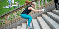 A woman exercises in Central Park in New York City on May 24, 2020.
