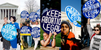 Photo Illustration: Images of abortion rights activists in 1989, 1992, 2009, and 2018.