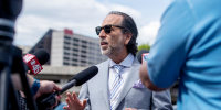 Attorney Drew Findling during a news conference outside of the Richard B. Russell Federal building in Atlanta on April 27, 2021. 