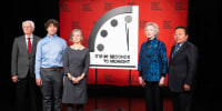 Scientists around the Doomsday Clock set at 90 seconds to midnight.