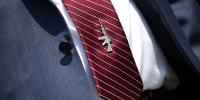 Rep. Andrew Clyde, R-Ga., wears a tie pin in the shape of a firearm on June 14, 2021.