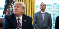 Then-President Donald Trump and then-House Minority Leader Kevin McCarthy in the Oval Office of the White House