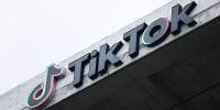 A TikTok logo at the company's offices in Culver City, Calif.
