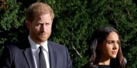 The Prince and Princess of Wales Accompanied By The Duke And Duchess Of Sussex Greet Wellwishers Outside Windsor Castle