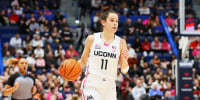 UConn Huskies forward Lou Lopez Sénéchal during a game Villanova Wildcats in Hartford, Conn., on Jan. 29, 2023.